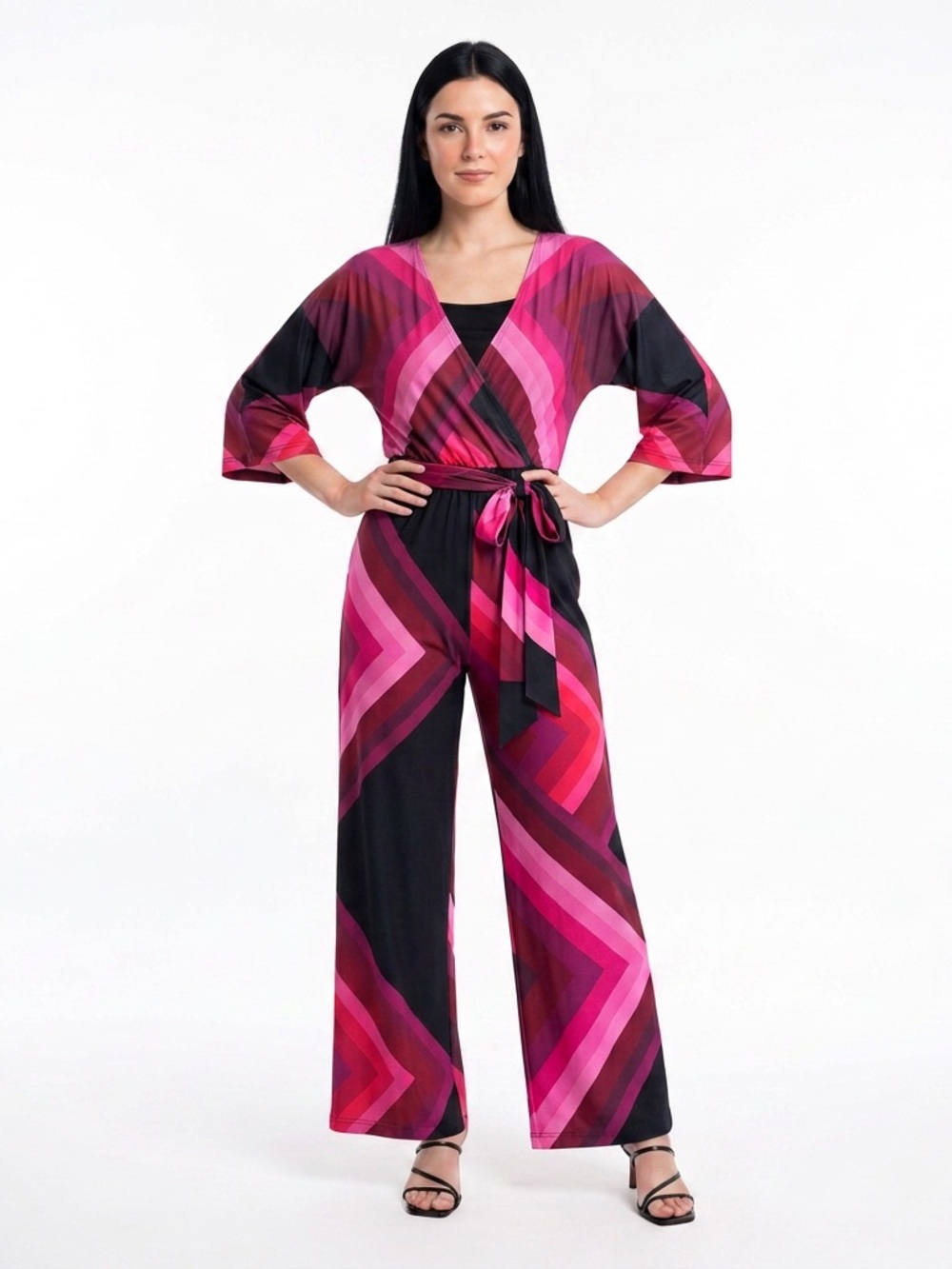 Trina Turk Pink and Black Geometric Jumpsuit
